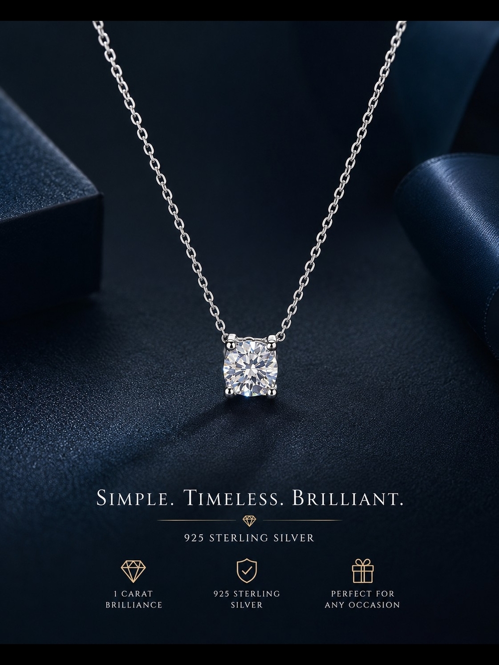 1 Carat Certified Moissanite Necklace | GRA Certified | 925 Sterling Silver